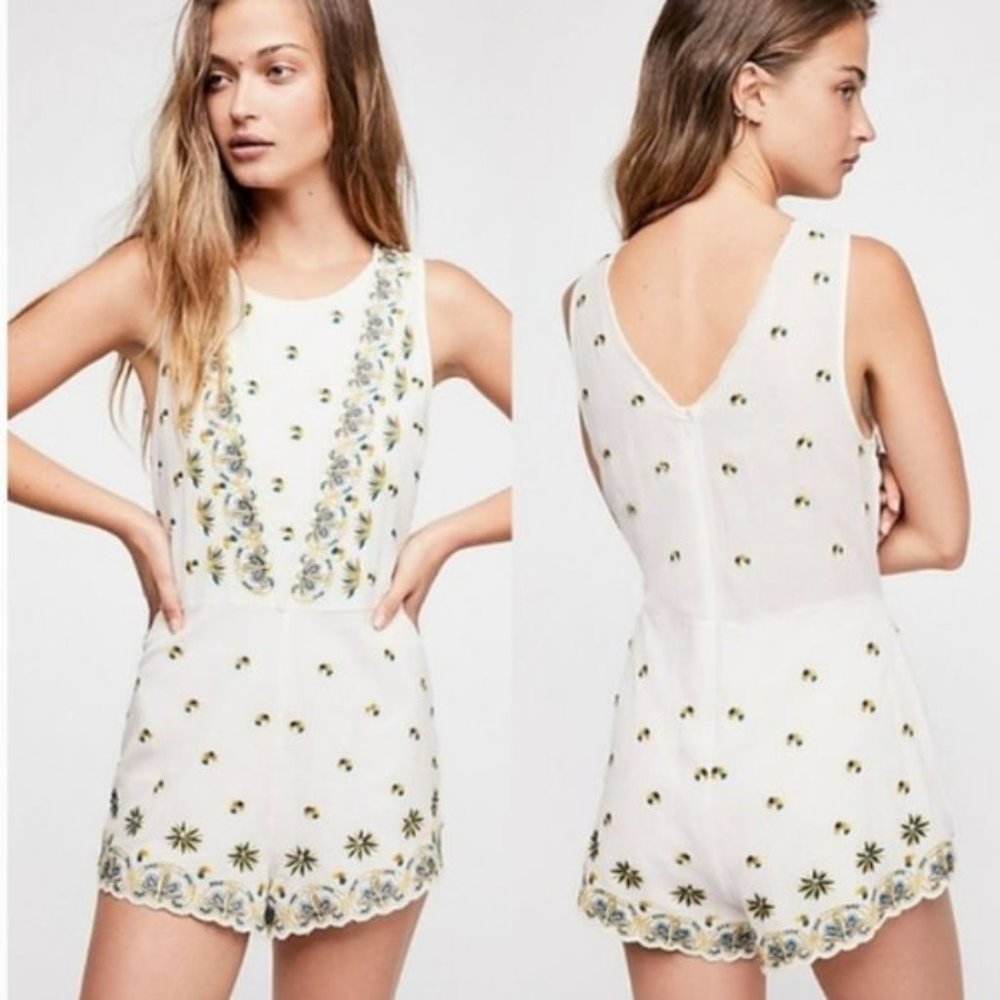 Free People Floral Embroidered Romper